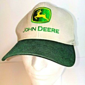 John Deere Adjustable Ball Cap Hat Tan Green